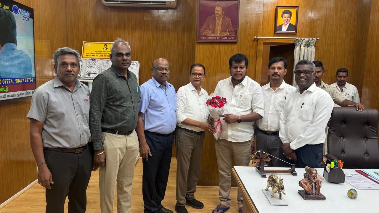 AIEMA team met Thiru. M. Vijay Balaji, Hon'ble Minister for Handlooms and Nodal Officer for Flood Mitigation, regarding the WRD canal project on 3rd Main Road, Ambattur Industrial Estate